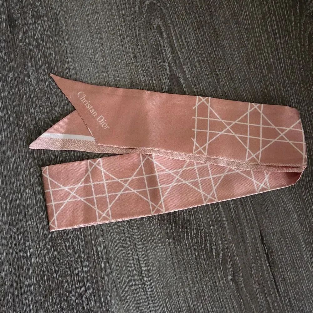 Christian Dior Pink Cannage Printed Silk Reversible Mitzah Scarf